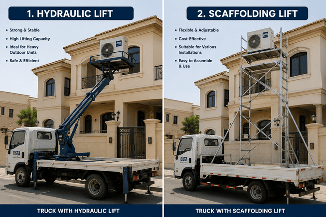 Osta Services AC Installation Hydraulic Lift, Scaffolding & Transport Vehicle Rental